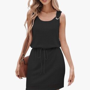 New * Black Drawstring Summer Dress * Medium